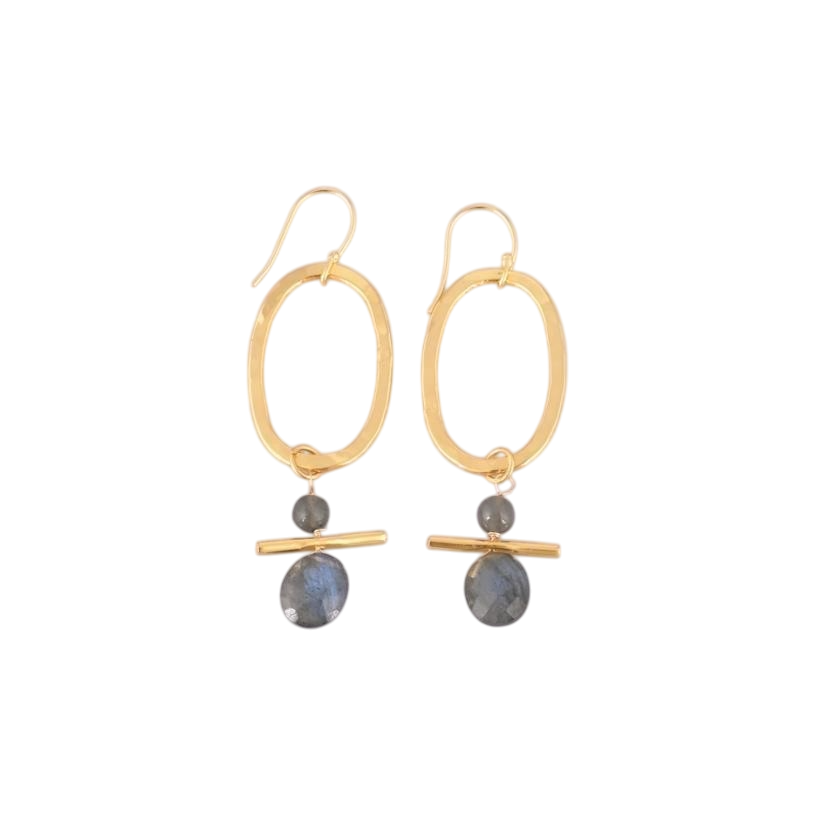 Aretes Colgantes geométricos con Labradorita - AR06