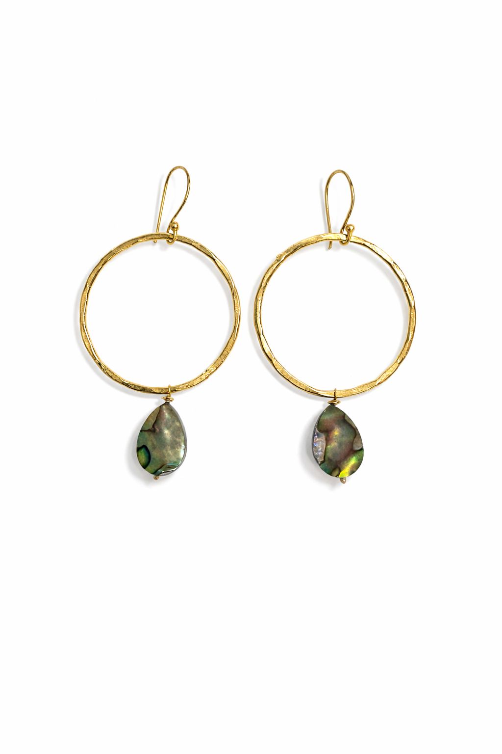 Aretes Aro Dorado con Piedra Abalone