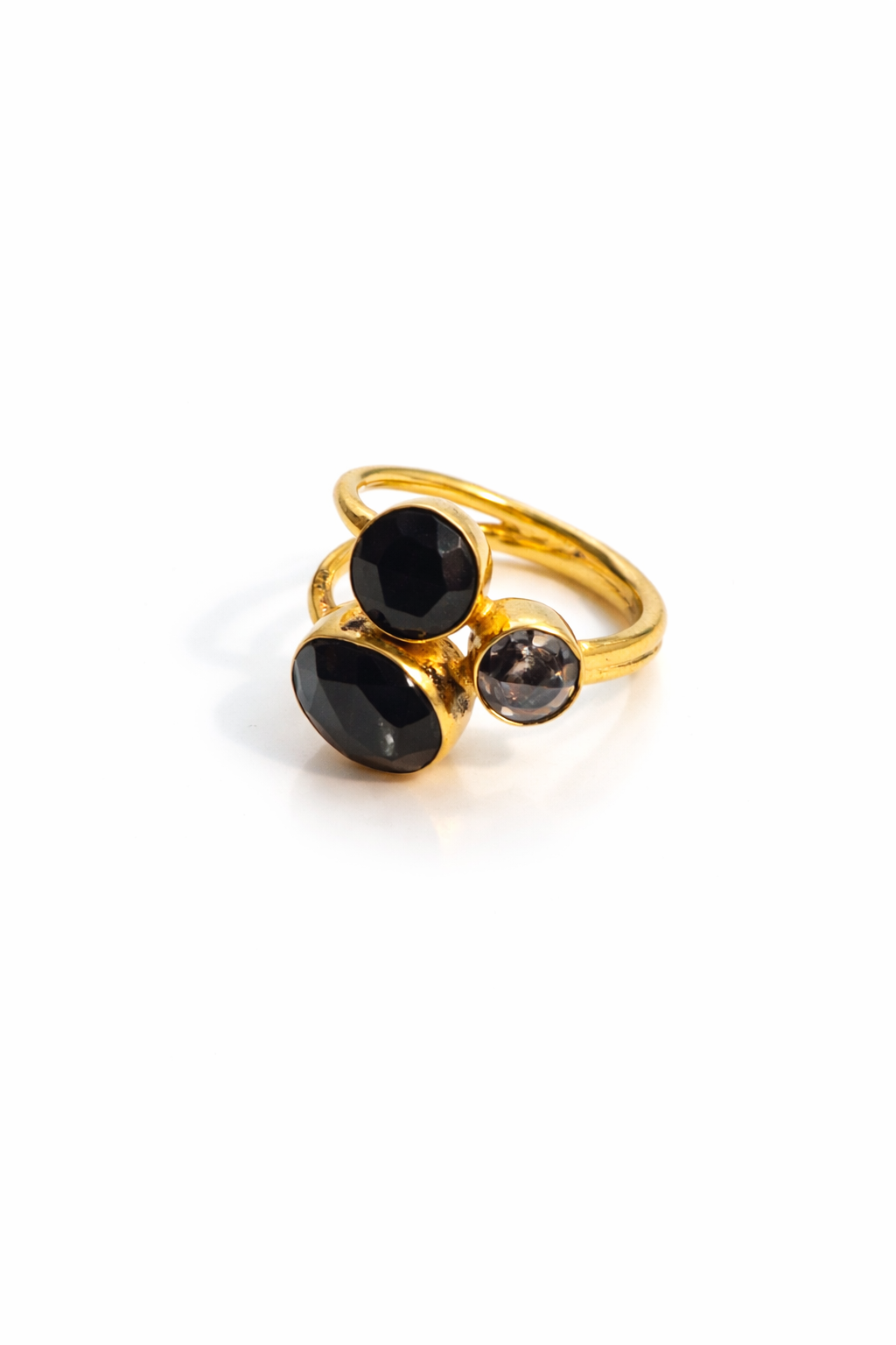 Sortija Triple Onyx & Crystal