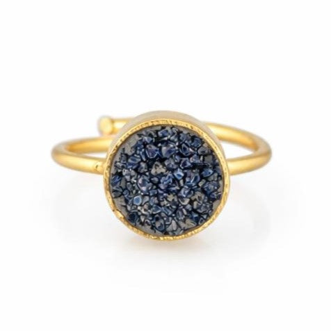 Anillo drusa circular azul - AN02E