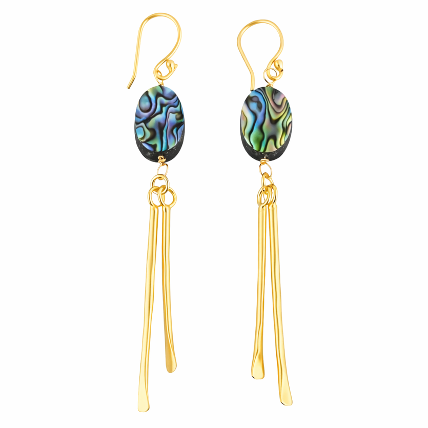 Aretes abulón con barra martillada - AR01