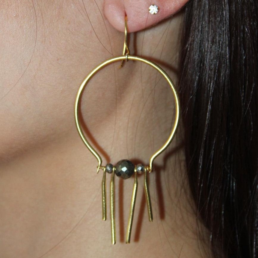 Aretes Circulares con Pirita - AR05