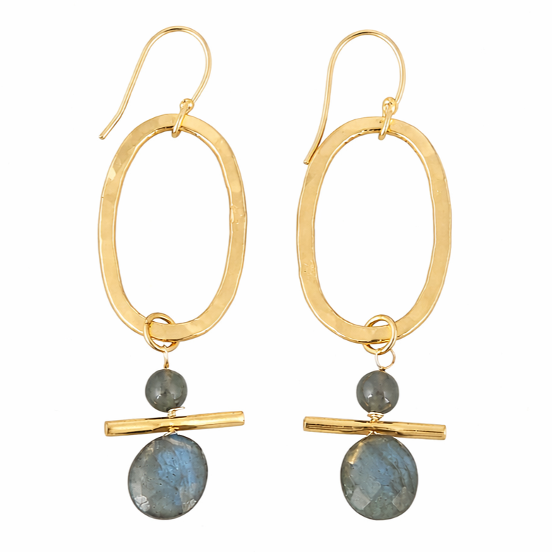 Aretes geométricos con labradorita - AR06