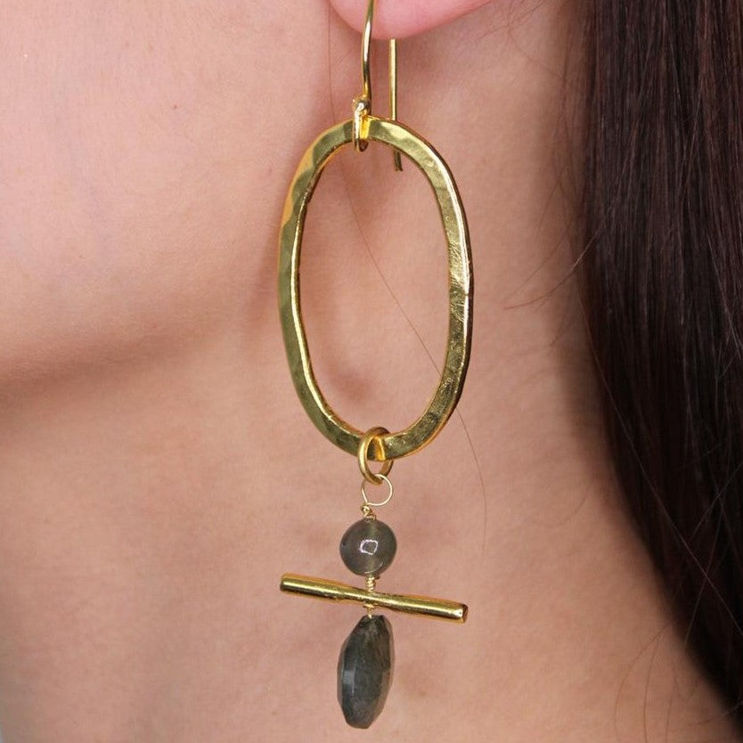 Aretes geométricos con labradorita - AR06