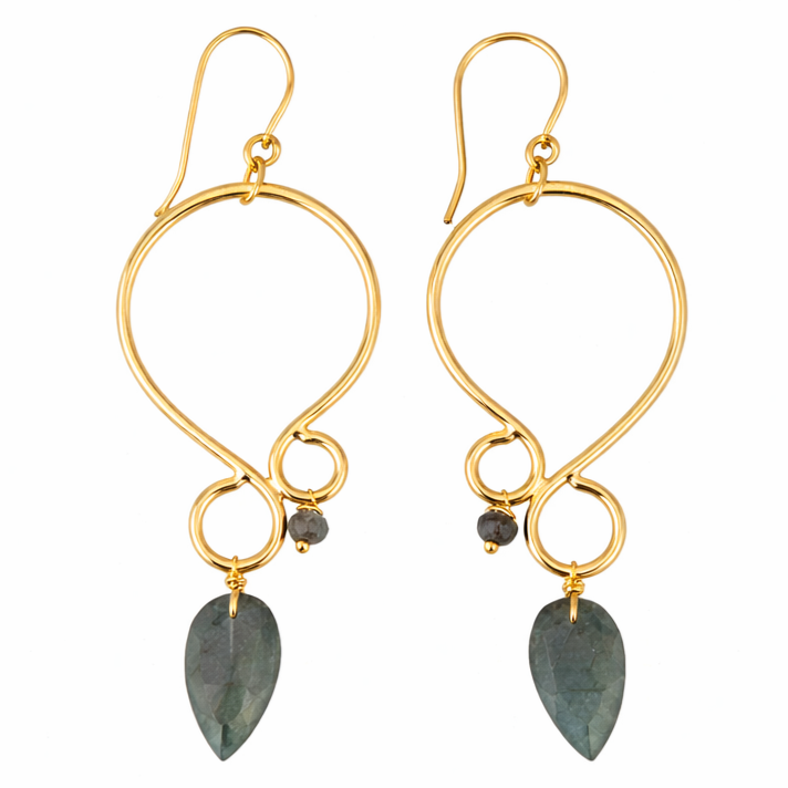 Aretes curva elegante con labradorita - AR07