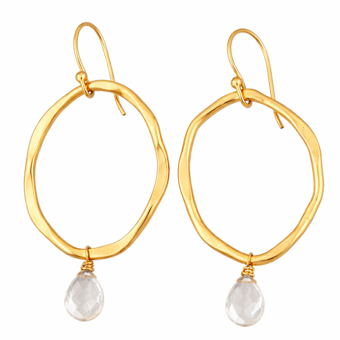 Aretes orgánicos con gota de cuarzo - AR11