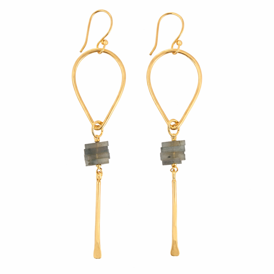 Aretes gota con labradorita y barra - AR13