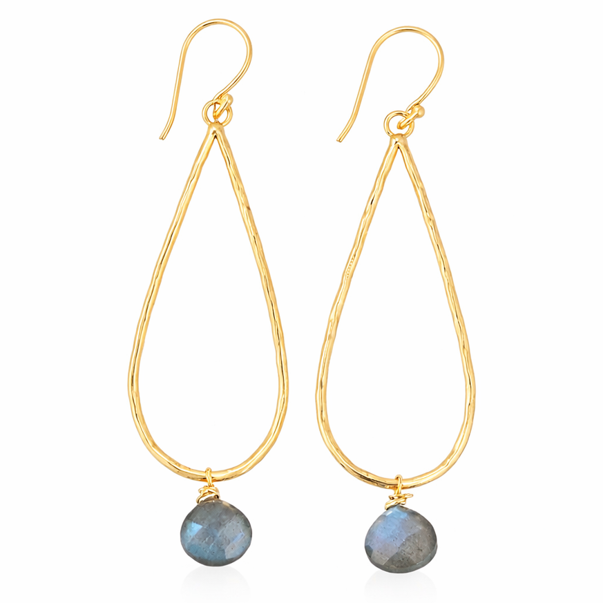 Aretes lágrima con labradorita - AR14