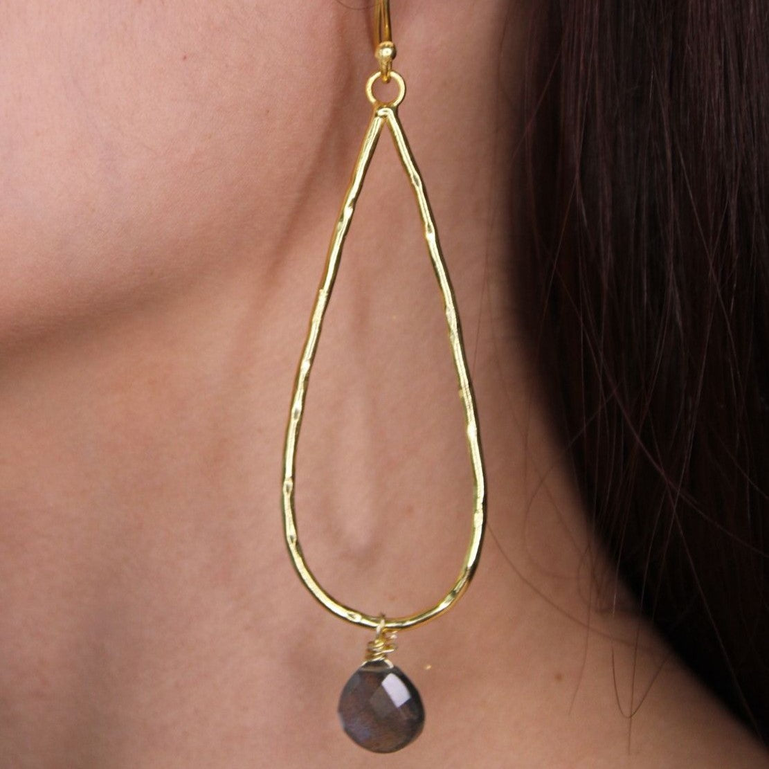 Aretes lágrima con labradorita - AR14