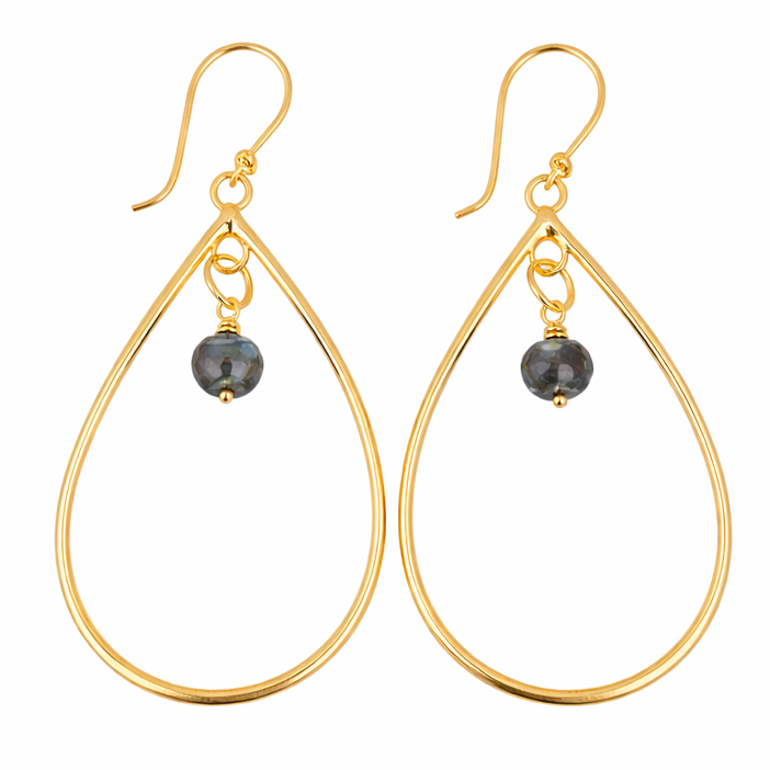 Aretes lágrima con cuarzo ahumado - AR16
