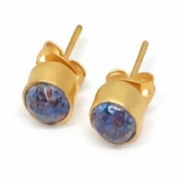 Aretes pegados con piedra crisocola - AR23