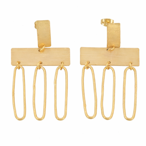 Aretes rectangulares con colgantes ovalados - AR2OE