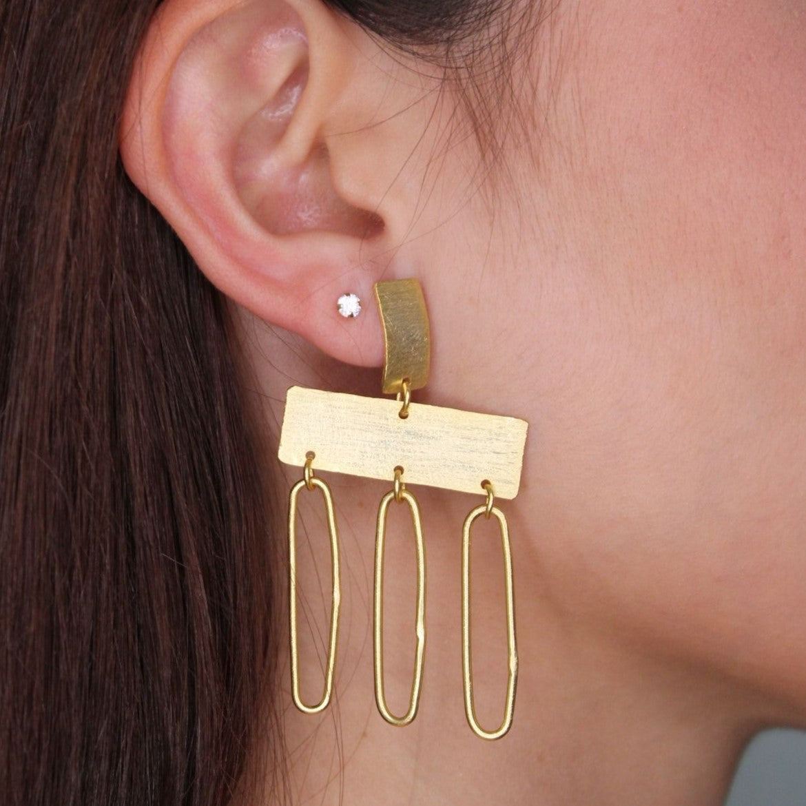 Aretes rectangulares con colgantes ovalados - AR2OE