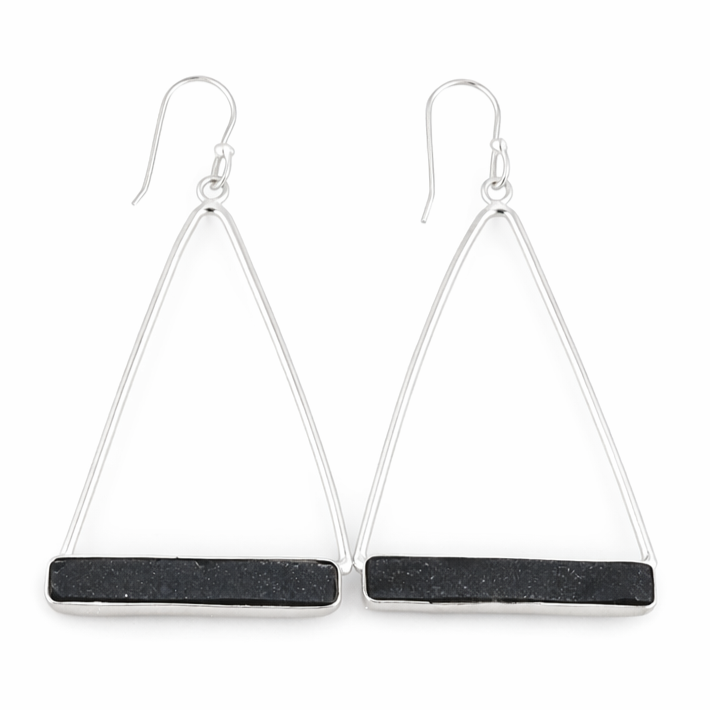 Aretes triángulos con piedra drusa - AR29E
