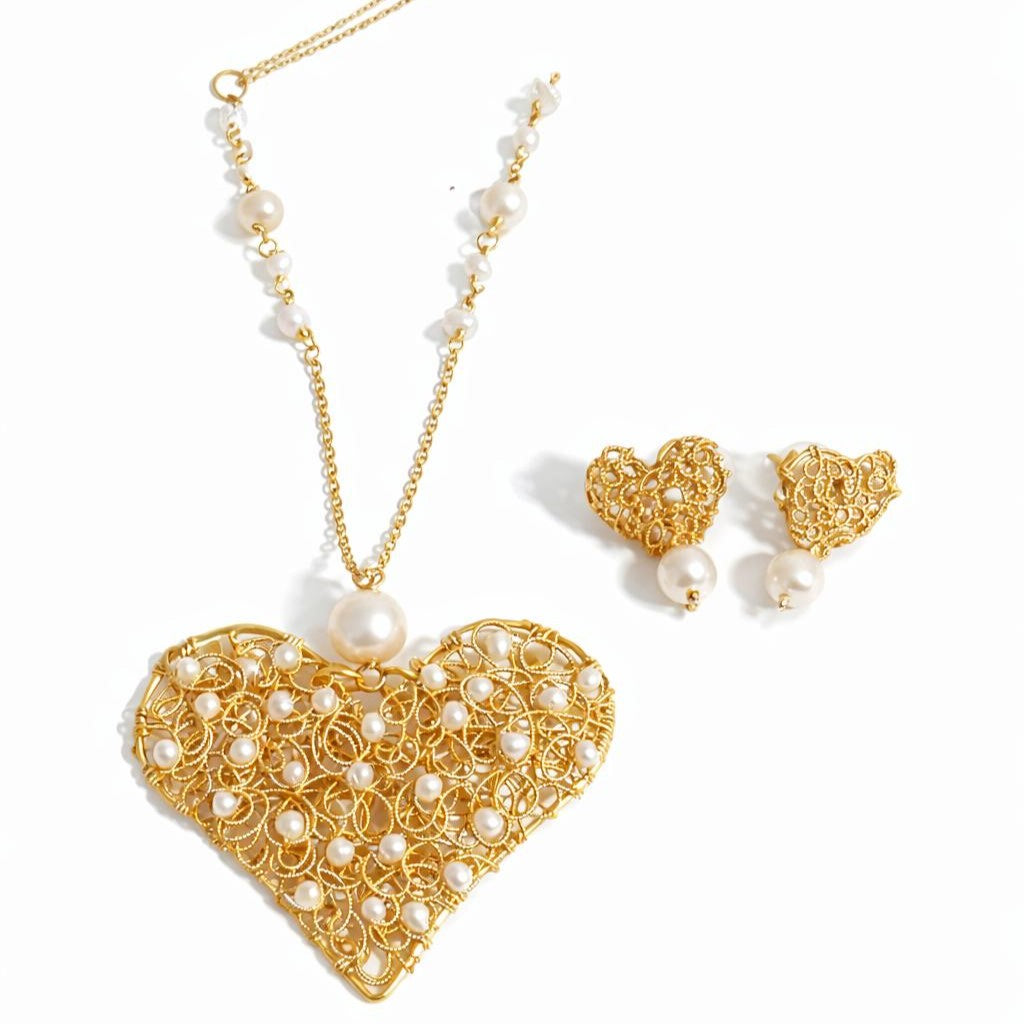 Set corazón perlado - ASET03