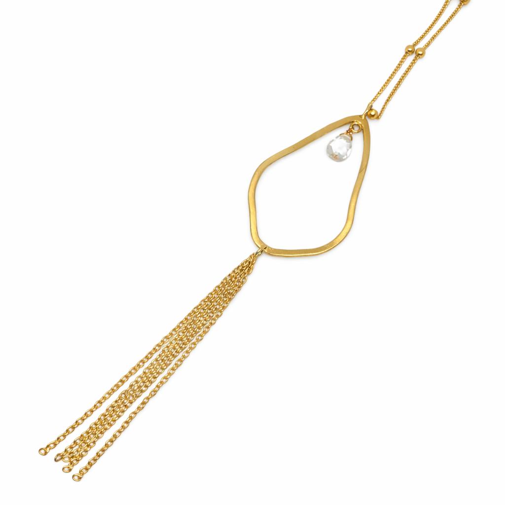 Collar lágrima con cuarzo colgante y cadena - C04