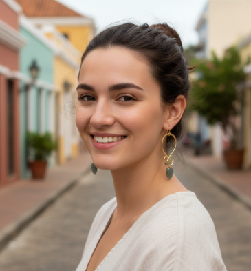 Aretes Curva elegante con Labradorita - AR07