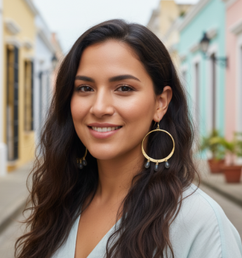 Aretes Aro martillado con colgantes de Labradorita - AR08