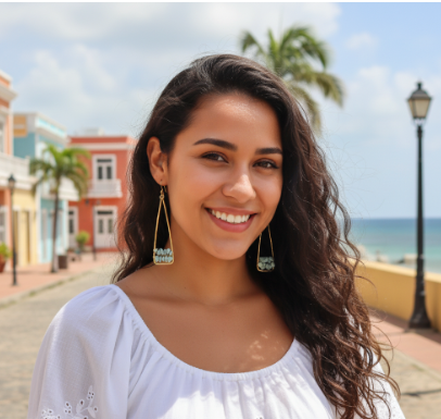 Aretes largos con Piedra Turquesa irregular AR18