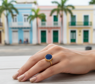 A027E, A028E – Anillo Drusa Circular Azul