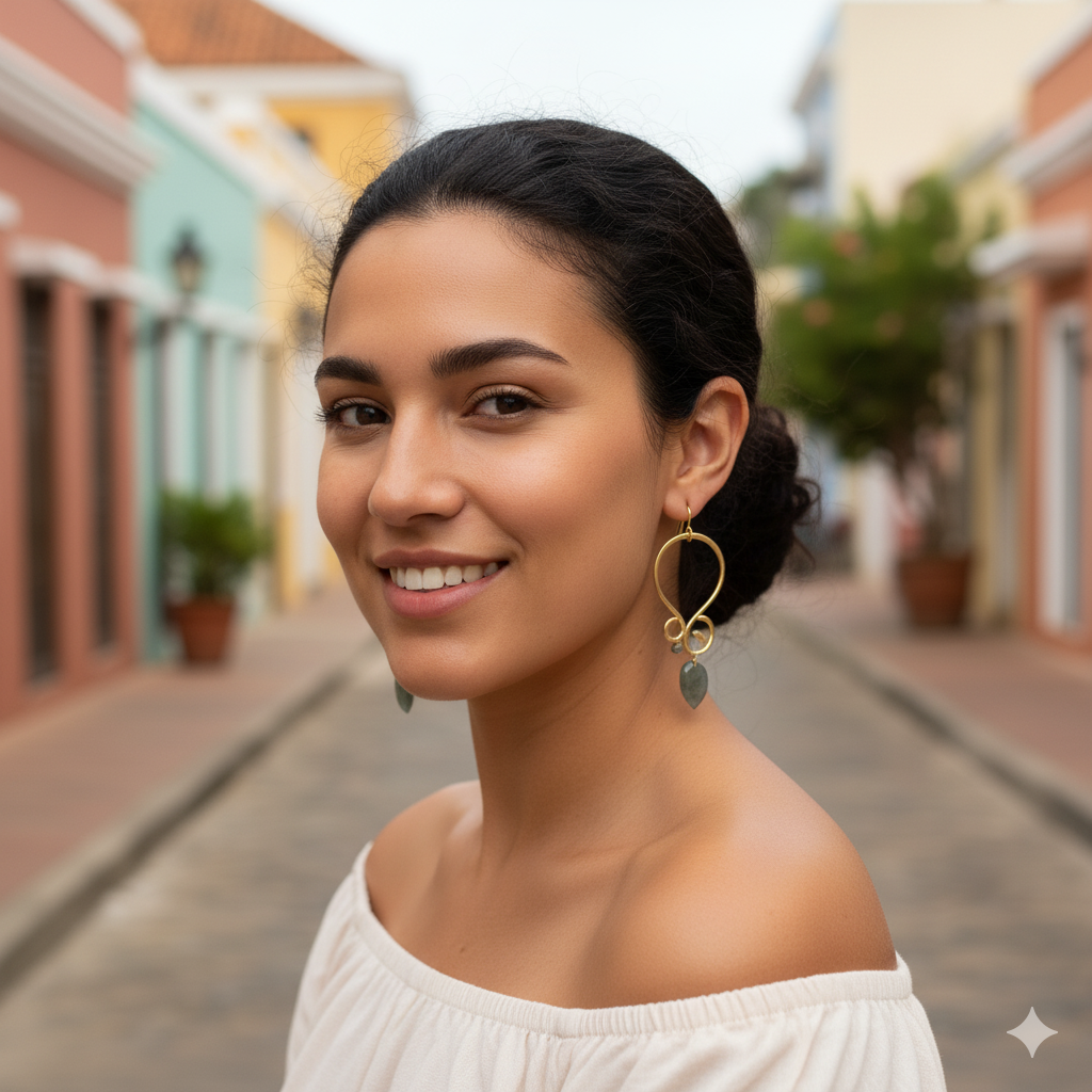 Aretes Curva elegante con Labradorita - AR07