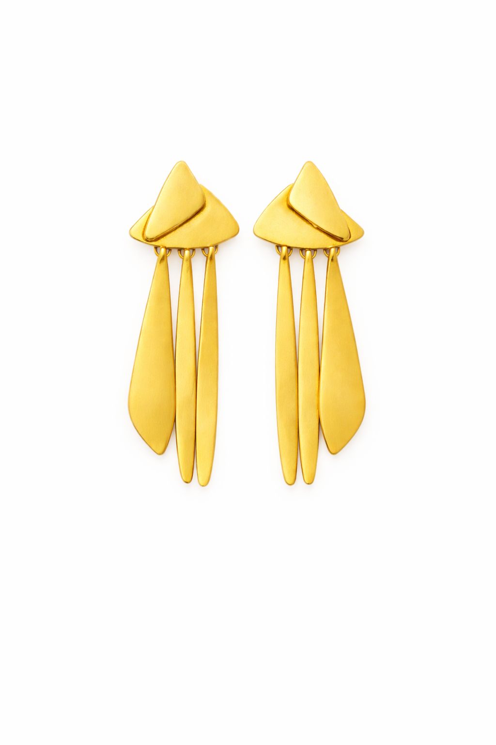 Aretes Geométricos Dorados Colgantes
