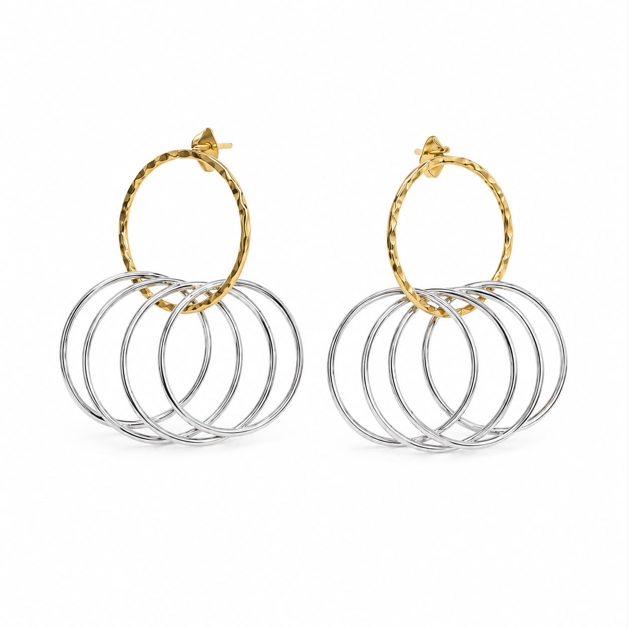 Aretes Aros Entrelazados Bicolor
