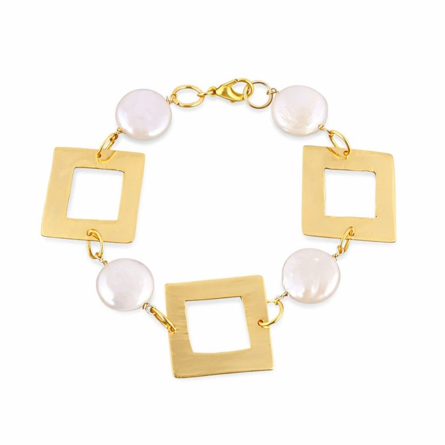 Pulsera geométrica con perlas - P01E