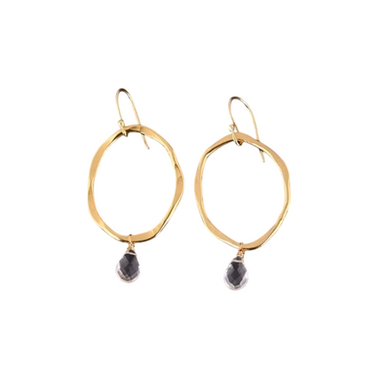 Aretes orgánicos con gota de cuarzo - AR11