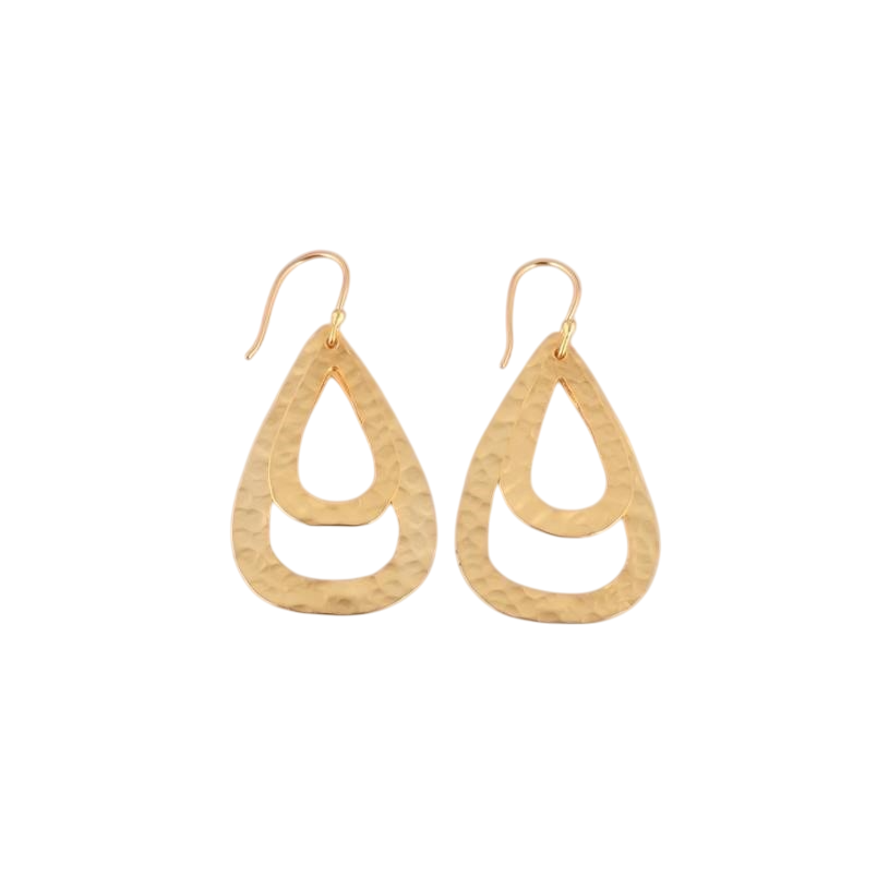 AR02E Aretes Lágrima Doble Martillada