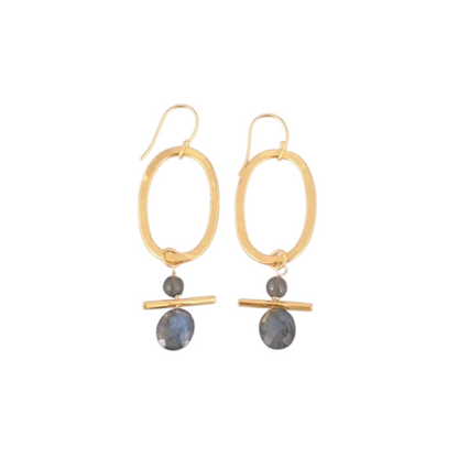 Aretes Colgantes geométricos con Labradorita - AR06